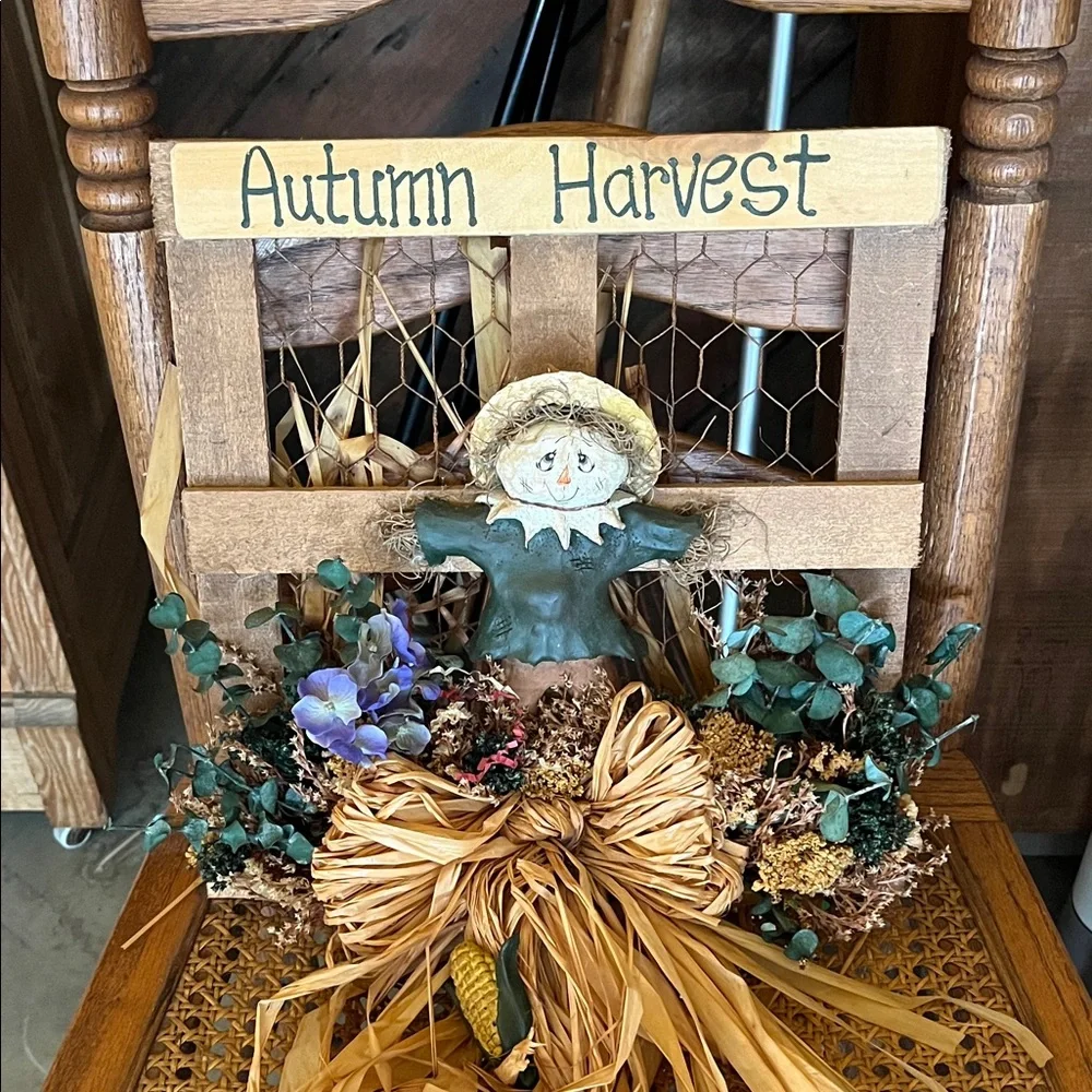 Vintage Autumn Harvest Decor with Scarecrow